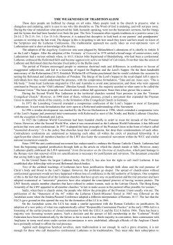 the weaknesses of traditionalism - Australian Evangelical Lutheran