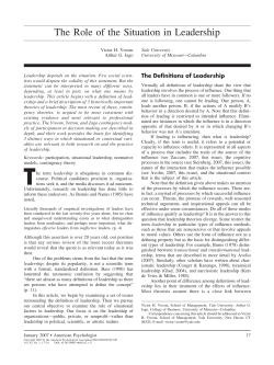 The Role of the Situation in Leadership