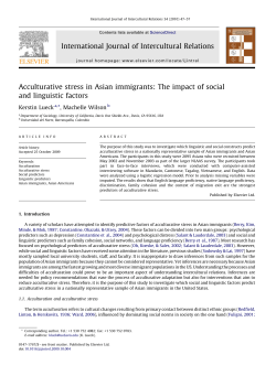 Acculturative stress in Asian immigrants: The impact of social and