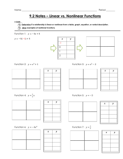 9.2 Notes – Linear vs. Nonlinear Functions