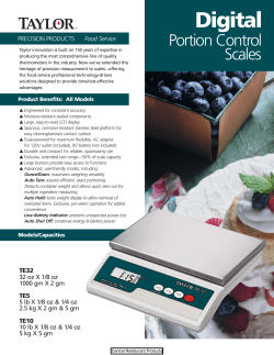 Taylor Digital Portion Control Scales TE32 TE5 TE10 Spec Sheet