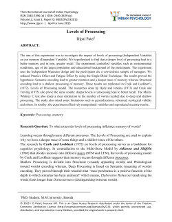 Levels of Processing - About Open Academic Journals Index