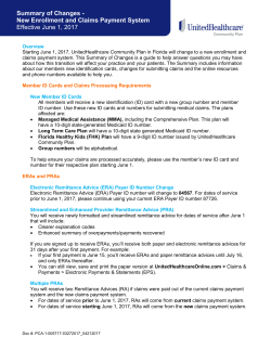 New Enrollment and Claims Payment System Summary of Changes