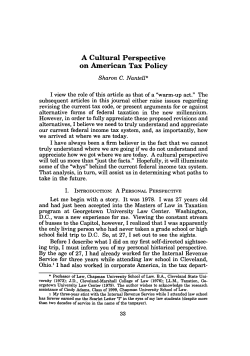 Cultural Perspective on American Tax Policy, A