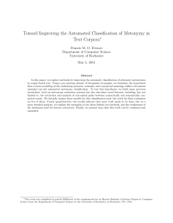 Toward Improving the Automated Classification of Metonymy in Text