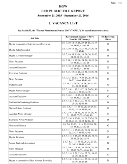 KGW EEO PUBLIC FILE REPORT I. VACANCY LIST