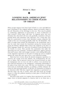looking back: american jews` relationships to their places of origin