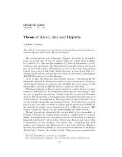 Theon of Alexandria and Hypatia (PDF Available)