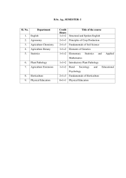 B.Sc. Ag., SEMESTER