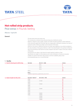 Hot-rolled strip products Price extras in Pounds Sterling