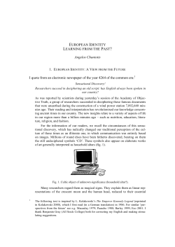 EUROPEAN IDENTITY LEARNING FROM THE PAST? Angelos
