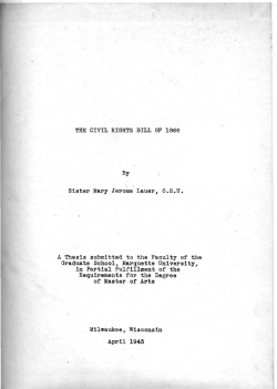 THE CIVIL RIGHTS BILL OF 1866 By Sister Mary Jerome Lauer