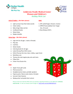 Child Life Services Holiday Wish List