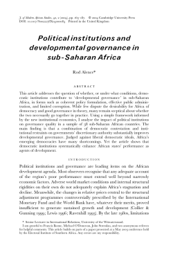 Political institutions and developmental governance in sub