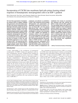 Incorporation of CXCR4 into membrane lipid rafts primes homing