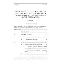 A NEW APPROACH TO THE ETHICS OF LIFE: THE ―WILL TO LIVE