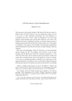 LXX-Proverbs as a Text