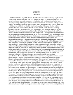 In memoriam - UChicago Philosophy