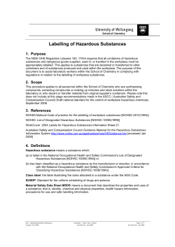 Labelling of Hazardous Substances - Science, Medicine and Health