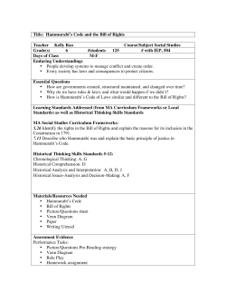Hammurabi`s Code and the Bill of Rights Teacher Kelly Rao Course