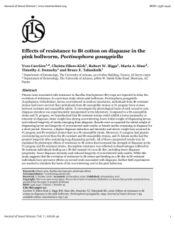 Effects of resistance to Bt cotton on diapause in the pink bollworm