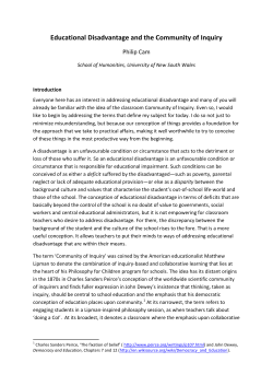 Educational Disadvantage and the Community of Inquiry