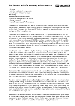 Specification: Audio for Mastering and Lacquer Cuts