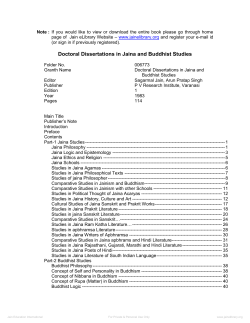 Doctoral Dissertations in Jaina and Buddhist Studies