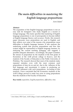 The main difficulties in mastering the English language prepositions