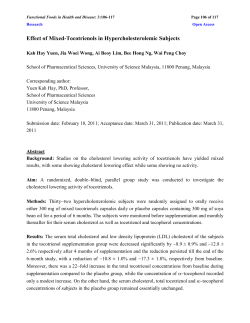 Effect Of Mixed-Tocotrienols In Hypercholesterolemic Subjects