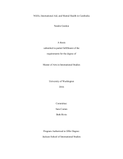 NGOs, International Aid, and Mental Health in Cambodia
