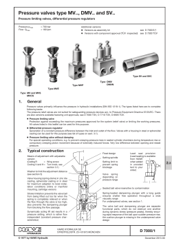 Pressure valves type MV.., DMV.. and SV..