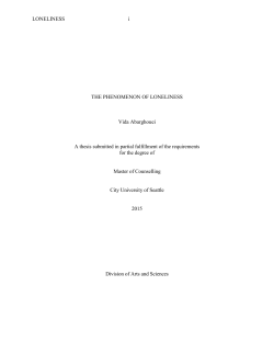 LONELINESS i THE PHENOMENON OF LONELINESS Vida