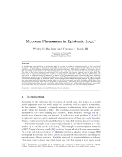 Moorean Phenomena in Epistemic Logic