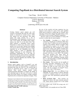 Computing PageRank in a Distributed Internet Search System
