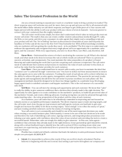 Sales: The Greatest Profession in the World