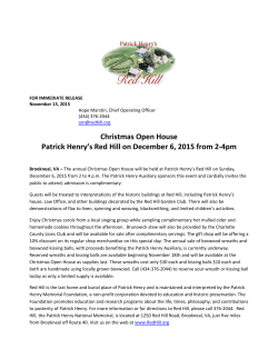 Christmas Open House Patrick Henry`s Red Hill on December 6