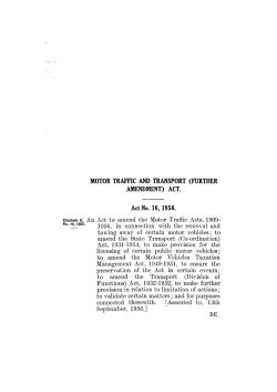 MOTOR TRAFFIC AND TRANSPORT (FURTHER AMENDMENT