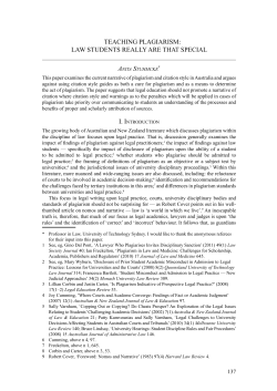 TEACHING PLAGIARISM: Law StudentS ReaLLy aRe that