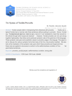 The Syntax of Yor&ugrave;b&aacute; Proverbs - Global Journal of Human