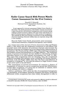 Kuder Career Search With Person Match: Career Assessment for the