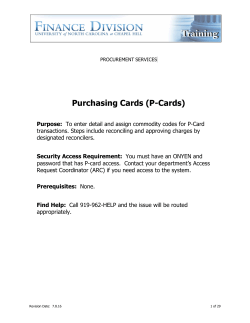P-Cards - Finance - UNC