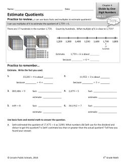 Estimate Quotients - Lincoln Public Schools