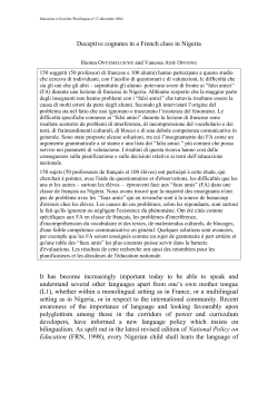 Deceptive cognates in a French class in Nigeria It has become