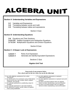 2-1 Variables and Expressions