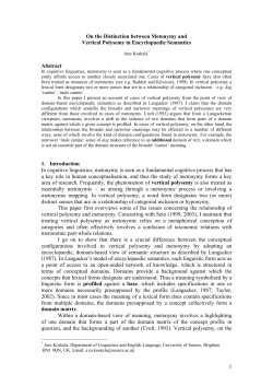 1 On the Distinction between Metonymy and Vertical Polysemy in