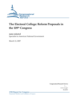 The Electoral College: Reform Proposals in the 109th Congress