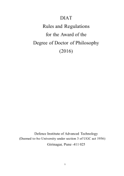 DIAT Rules and Regulations for the Award of the Degree of Doctor