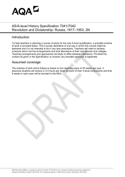 AS and A-level History Scheme of work Paper 2N