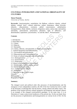 Cultural Integration and National Originality of Cultures